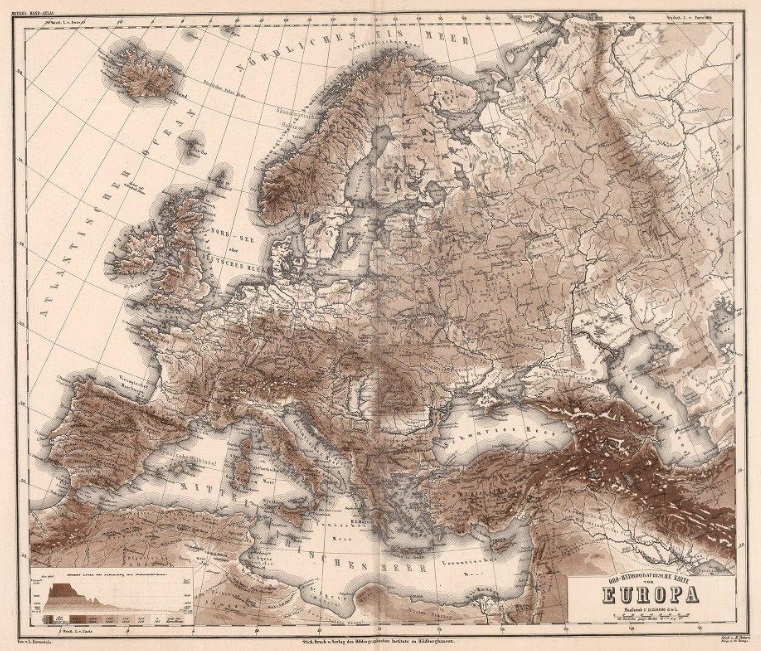 Карта Европы, изданная в 1872 году.